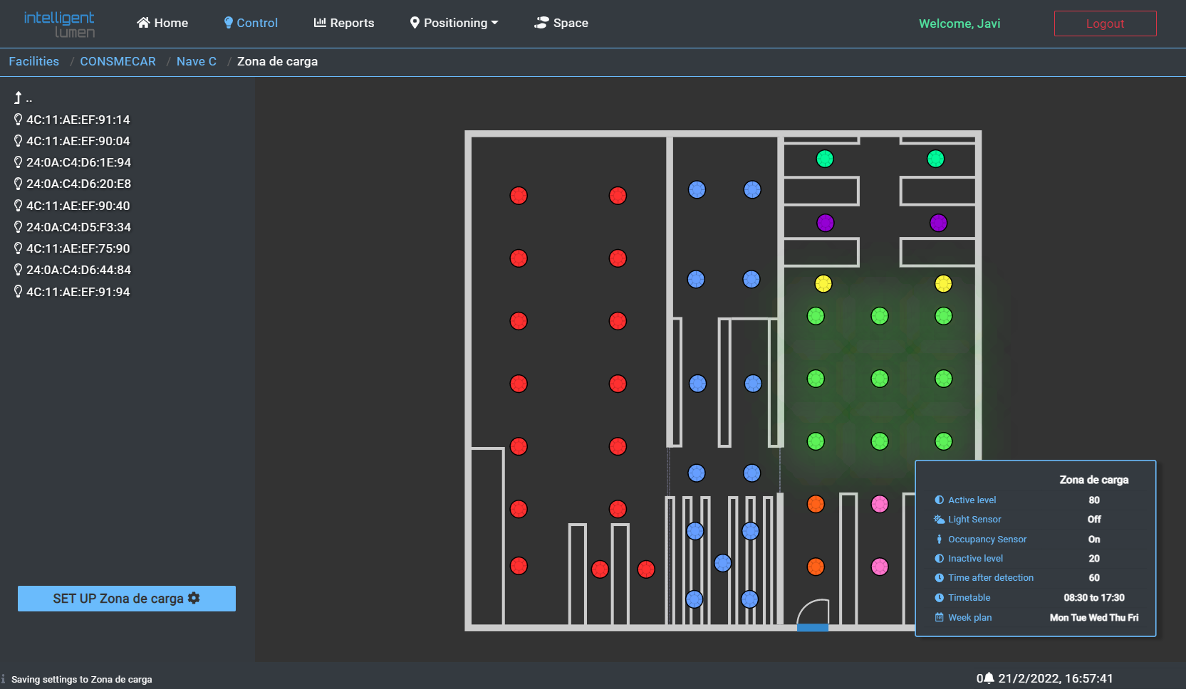 Show how the lighting control works